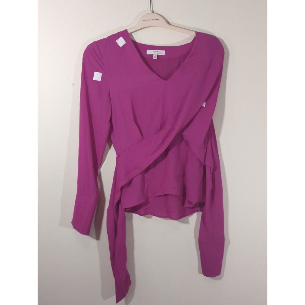 RTR Atlein Sz 6 Pink Side Tie Long Sleeve V-Neck Faux Wrap Blouse Top - Picture 3 of 8